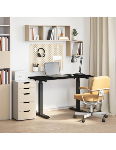 Scrivania con archiviazione Nero e Marrone Scuro 120 x 60 cm
