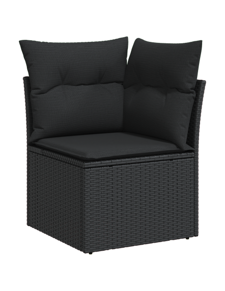 Set Divano da Giardino 11 pz Nero polyrattan