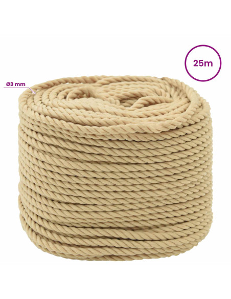 Corda multiuso 3 mm 25 m Naturale PP 67,5 kg Carico massimo