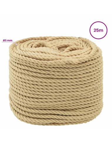 Corda multiuso 3 mm 25 m Naturale PP 67,5 kg Carico massimo