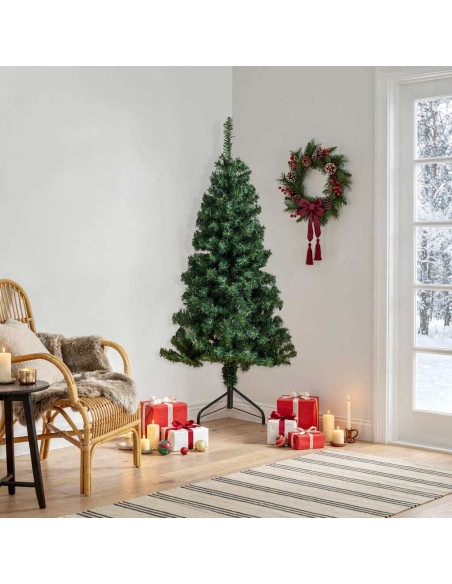 Albero di Natale Artificiale ad Angolo con Supporto Verde 150 cm PVC