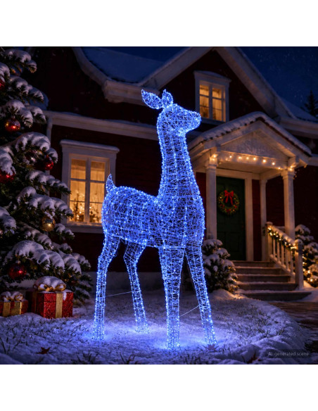 Renna di Natale luminosa a LED LOVIISA 900 LED Blu