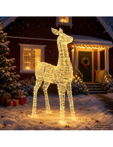 Renna di Natale luminosa a LED LOVIISA 900 LED Bianco caldo