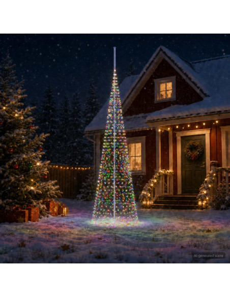 Luci per albero di Natale con picchetti e asta per bandiera