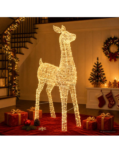 Renna di Natale luminosa a LED LOVIISA 900 LED Bianco caldo