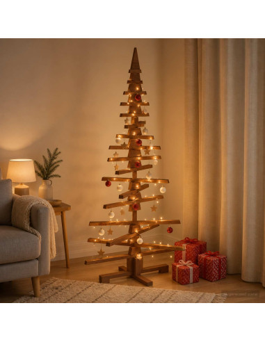 Albero di Natale in legno KOTKA 150 cm Legno Massello di Pino