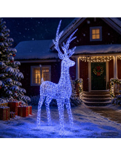 Renna di Natale luminosa a LED 1000 LED Blu 122 x 56 x 270 cm