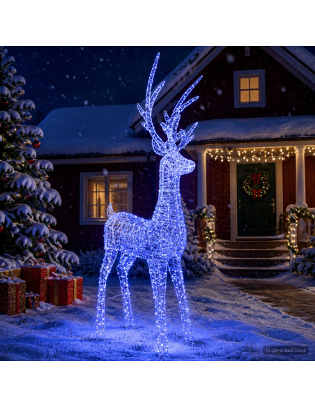 Renna di Natale luminosa a LED 1000 LED Blu 122 x 56 x 270 cm