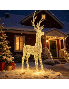 Renna di Natale luminosa a LED 1000 LED Bianco caldo