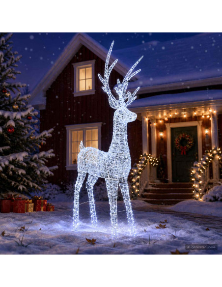 Renna di Natale luminosa a LED 1000 LED Bianco