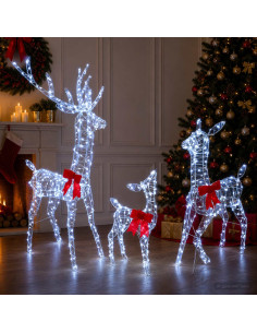 Famiglia di renne natalizie LED 700 LED Bianco 70 x 26 x 128 cm