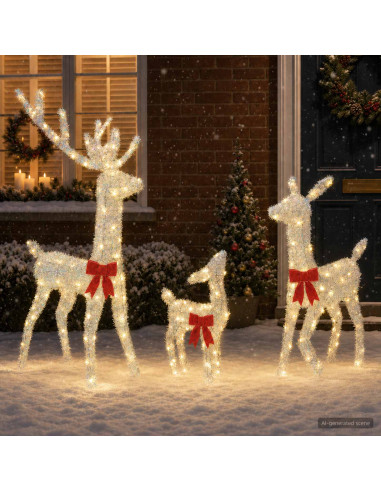 Famiglia di renne natalizie LED 300 LED Bianco caldo