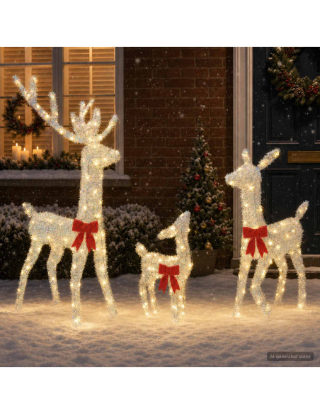Famiglia di renne natalizie LED 300 LED Bianco caldo