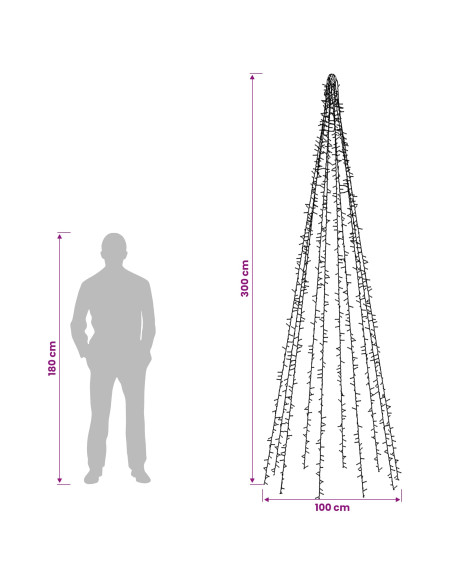 Ghirlande luminose per alberi di Natale Bianco caldo PVC