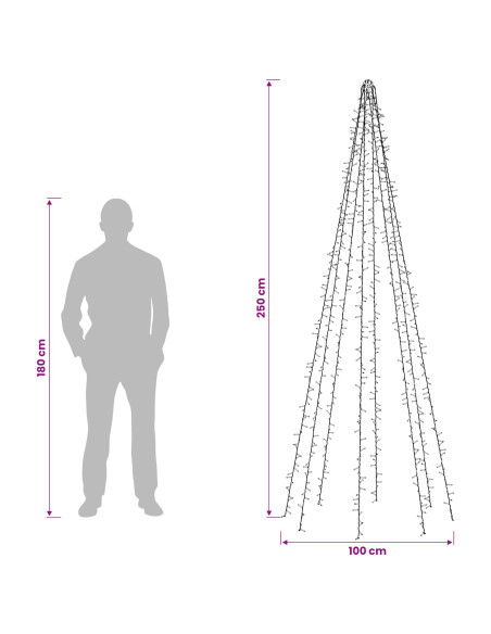 Ghirlande luminose per alberi di Natale Bianco caldo PVC