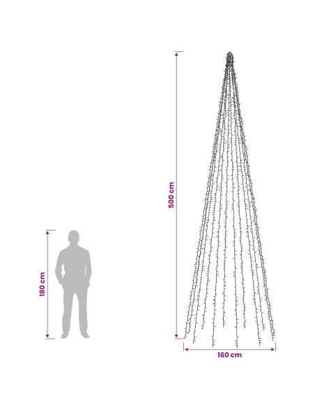 Ghirlande luminose per alberi di Natale 3000 LEDs Bianco caldo