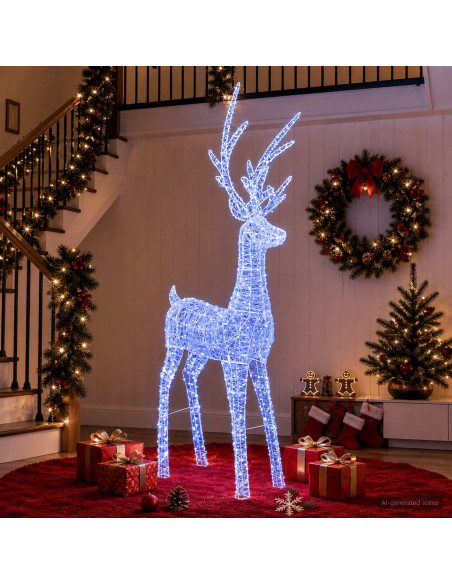 Renna di Natale luminosa a LED 1000 LED Blu 122 x 56 x 270 cm