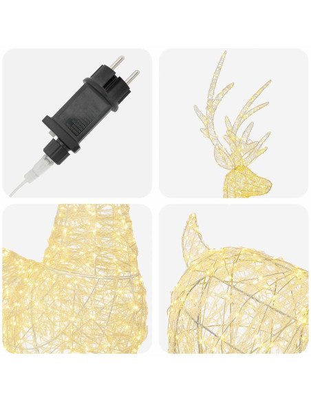 Renna di Natale luminosa a LED 1000 LED Bianco caldo