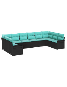 Set Divano da Giardino 10 pz Nero polyrattan 2