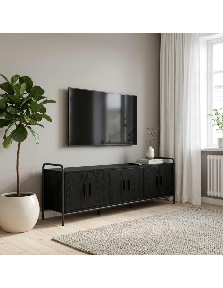 Mobile TV 146 x 33 x 50 cm Rovere Nero Legno ingegnerizzato
