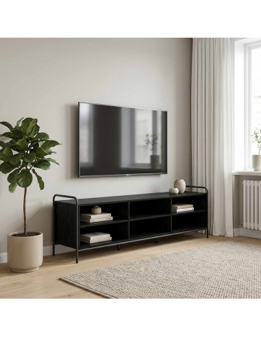 Mobile TV 140 x 39,5 x 50 cm Rovere Nero Legno ingegnerizzato