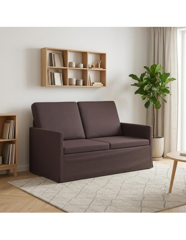 Divano a 2 posti Marrone Scuro 130 x 81 x 82 cm Tessuto