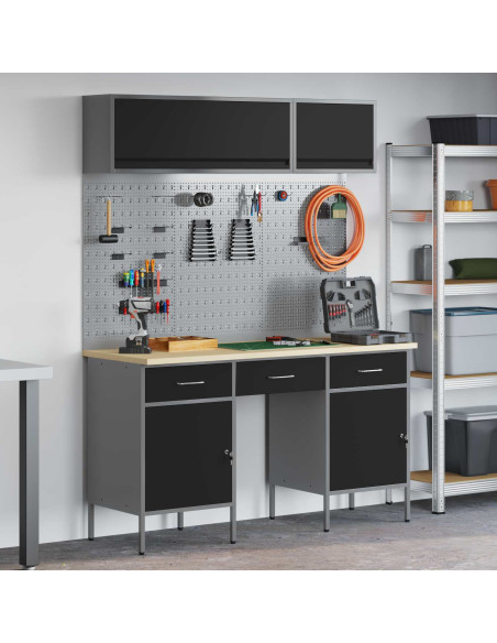 Set di mobili da lavoro con cassetto con lo scaffale 8 pz Nero