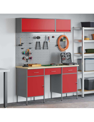 Set di mobili da lavoro con cassetto con blocco 8 pcs Rosso