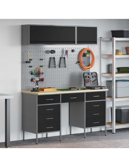 Set di mobili da lavoro con cassetto 8 pz Nero