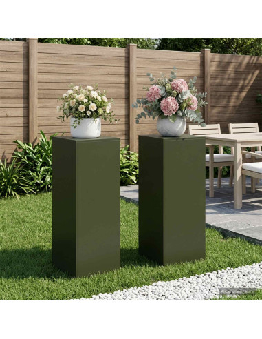 Supporto per piante 2 pcs Verde Oliva 40 x 40 x 100 cm Acciaio