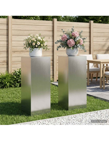 Supporto per piante 2 pcs Argento 40 x 40 x 100 cm Acciaio