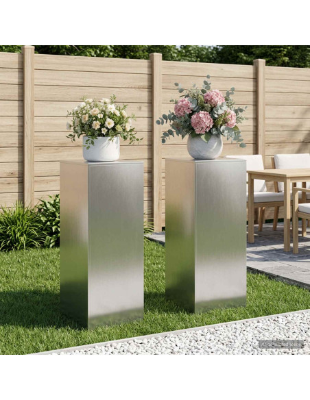 Supporto per piante 2 pcs Argento 40 x 40 x 100 cm Acciaio