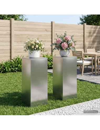 Supporto per piante 2 pcs Argento 40 x 40 x 100 cm Acciaio Inox