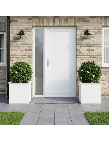 Fioriera da giardino con LED 2 pz Bianco 50 x 50 x 48 cm