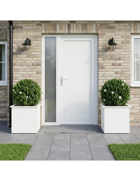 Fioriera da giardino con LED 2 pz Bianco 50 x 50 x 48 cm