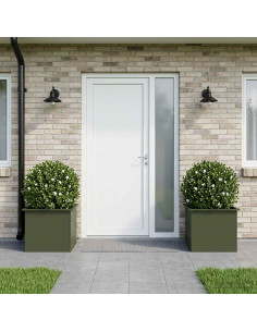 Fioriera da giardino con LED 2 pz Verde Oliva 50 x 60 x 48 cm