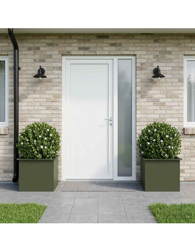 Fioriera da giardino con LED 2 pz Verde Oliva 50 x 60 x 48 cm
