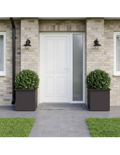 Fioriera da giardino con LED 2 pz Nero 50 x 50 x 48 cm Acciaio