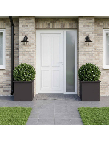 Fioriera da giardino con LED 2 pz Nero 50 x 50 x 48 cm Acciaio