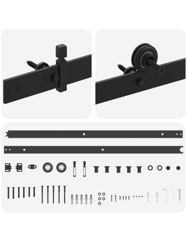 Kit di ferramenta per porta scorrevole 200 cm Acciaio Nero