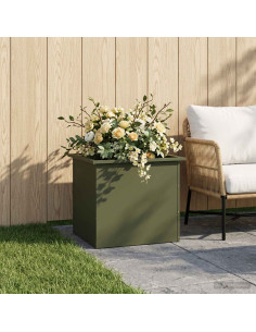Fioriera da giardino con LED Verde Oliva 50 x 60 x 48 cm