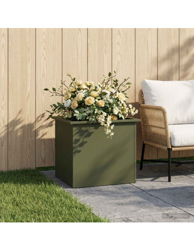 Fioriera da giardino con LED Verde Oliva 50 x 60 x 48 cm