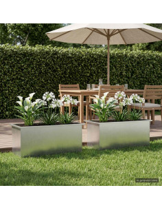 Fioriera da giardino con LED 2 pz Argento 40 x 100 x 40 cm