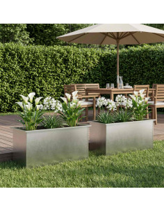 Fioriera da giardino con LED 2 pz Argento 50 x 100 x 48 cm