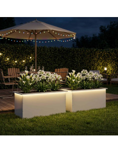 Fioriera da giardino con LED 2 pz Bianco 50 x 100 x 48 cm