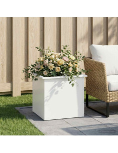 Fioriera da giardino con LED Bianco 50 x 60 x 48 cm Acciaio