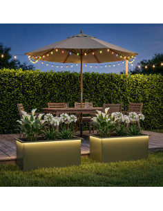 Fioriera da giardino con LED 2 pz Verde Oliva 50 x 80 x 48 cm