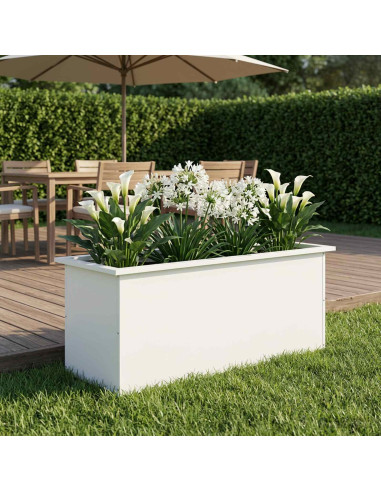Fioriera da giardino con LED Bianco 40 x 100 x 40 cm Acciaio