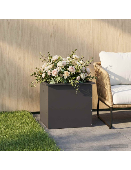 Fioriera da giardino con LED Nero 50 x 60 x 48 cm Acciaio