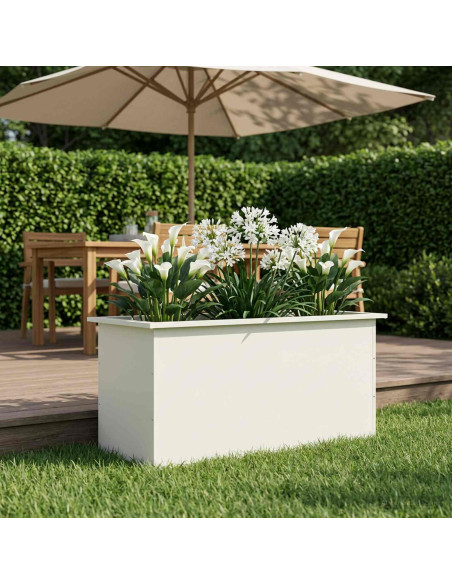 Fioriera da giardino con LED Bianco 50 x 100 x 48 cm Acciaio